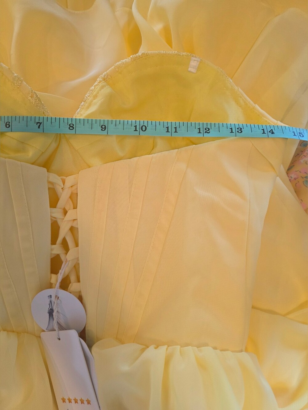 Lemon Yellow Ruffled Corset  Gown 6 - Picture 5 of 9